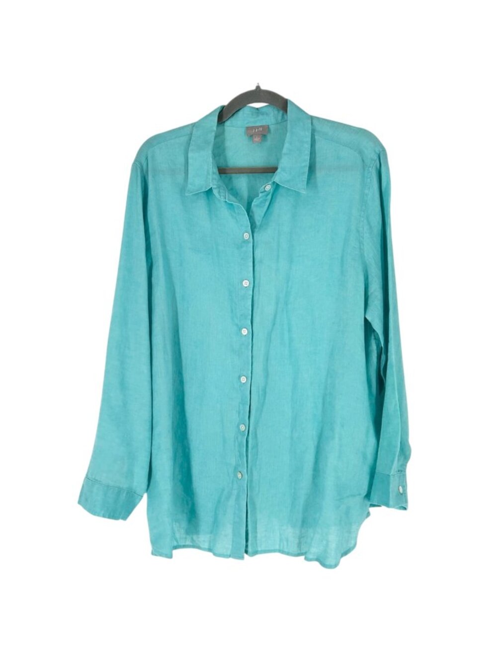 J. Jill Blue 100% Linen Button Down Top